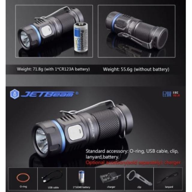 Jetbeam フラッシュライト 990LM トーチライト 16340バッテリー付きの